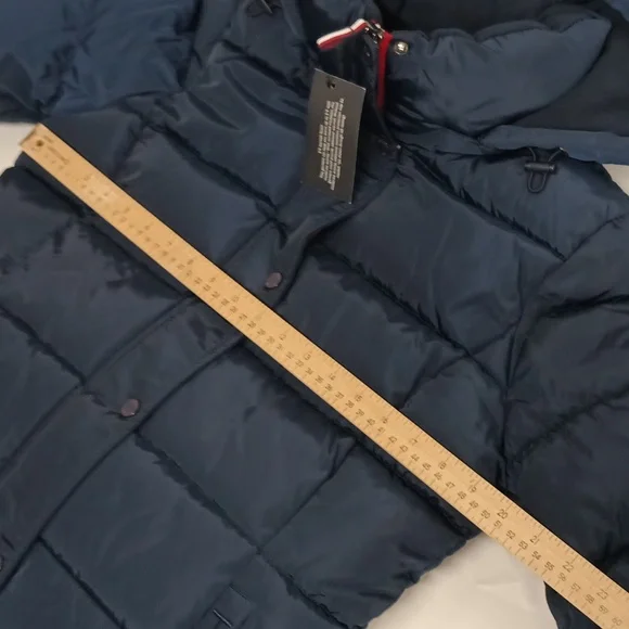 Tommy Hilfiger navyblue winter puffer Jacket small hooded full zipper unisex New - Picture 9 of 12